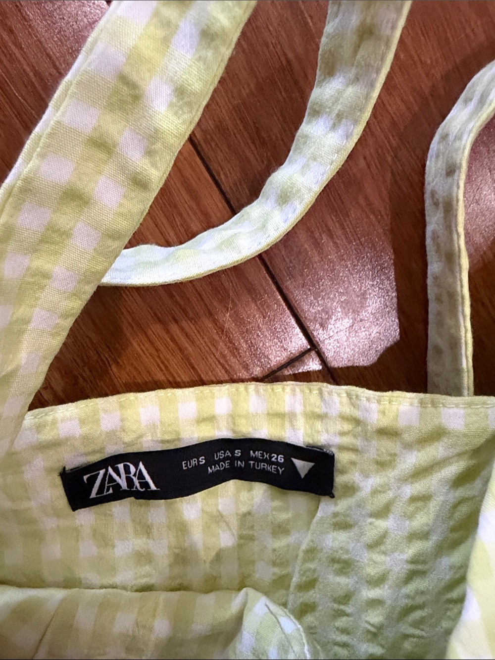 Zara green and white Gingham Sweetheart Crop Top - Picture 2 of 5
